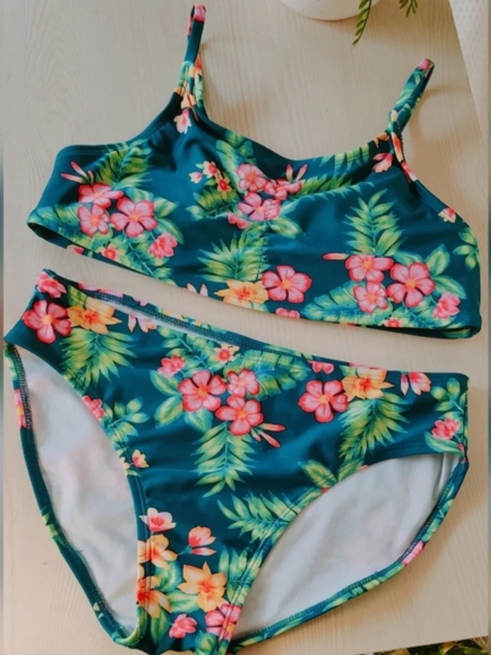 Art Class Girls Tropical Teal Bikini Size 14